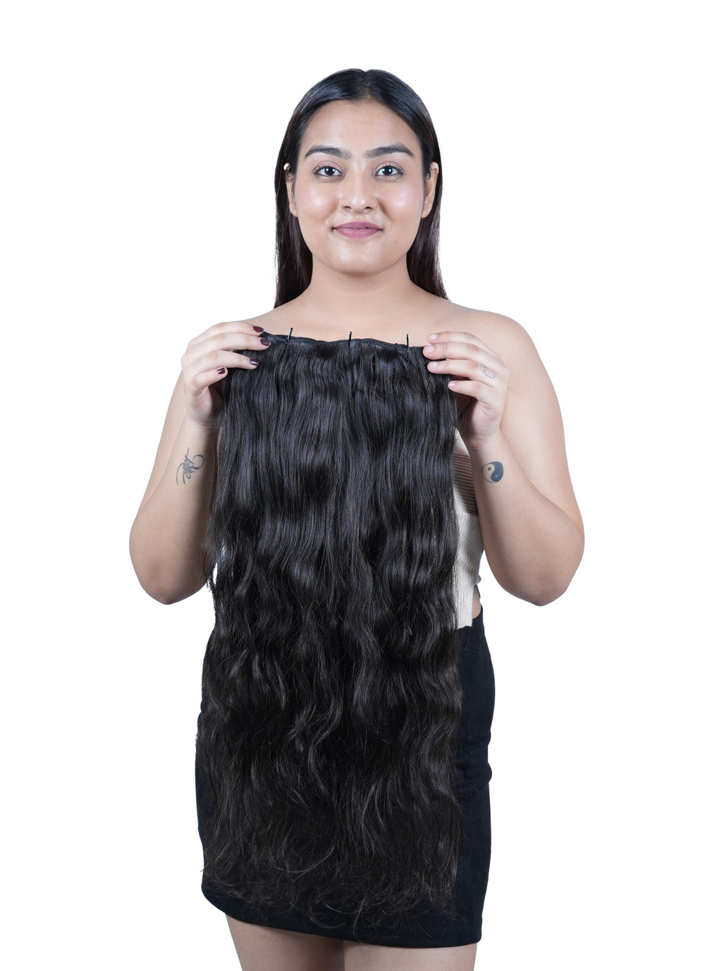 Hand tied weft hair extensions natural human hair