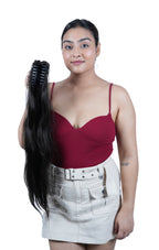 Long sleek ponytail extension for women, celebrity hairstyle pony tail