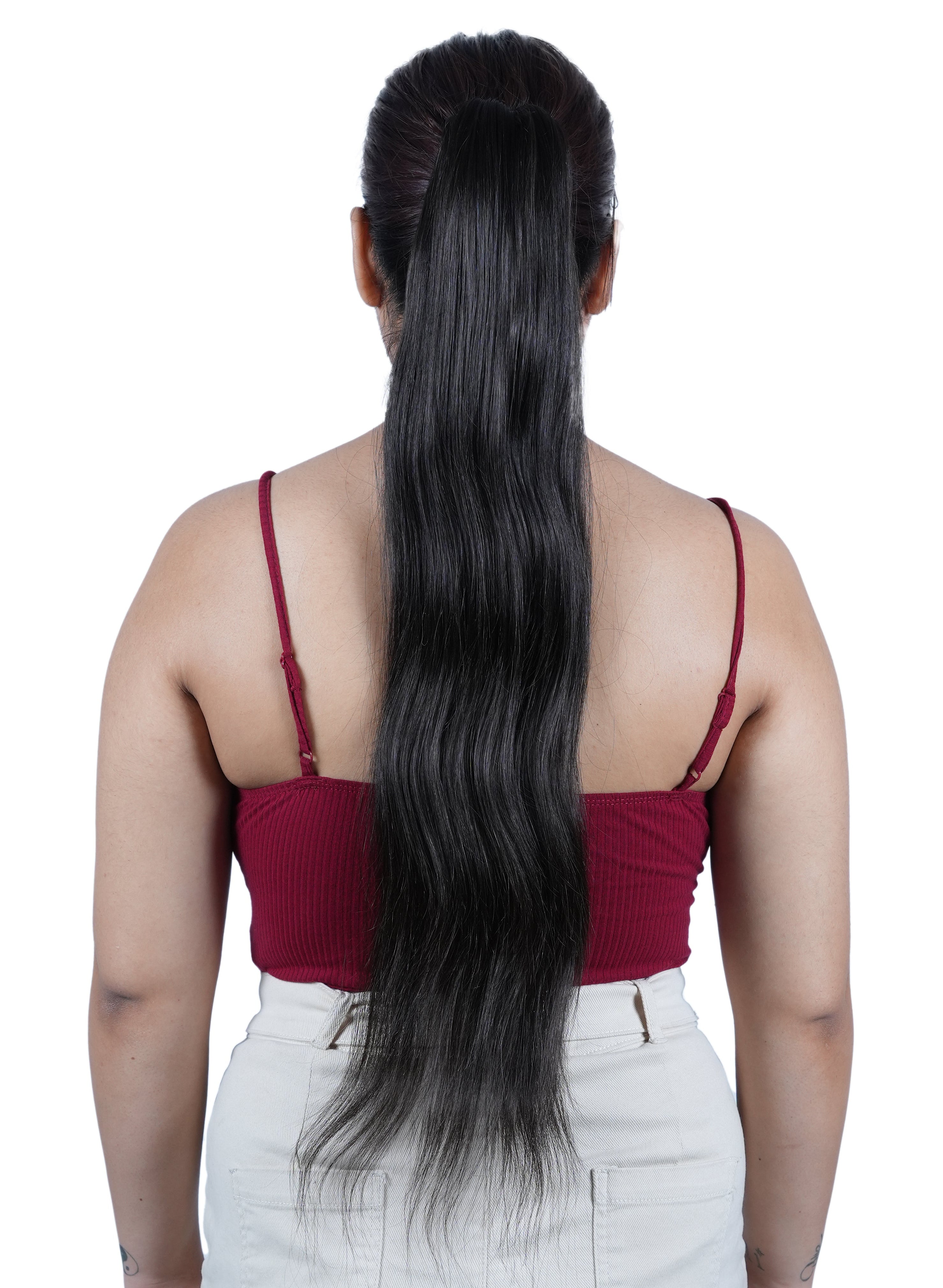 Celebrity inspired ponytail extension, smooth straight pony tail hair